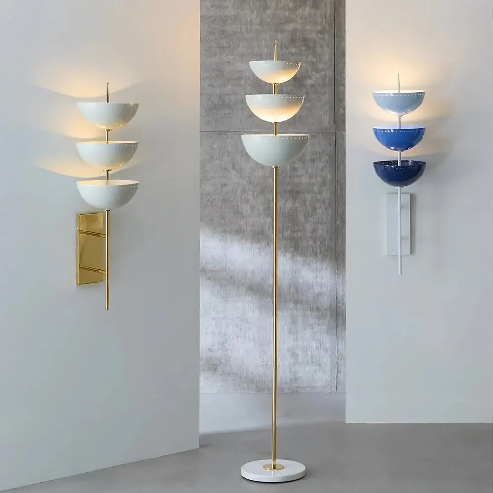 Jonathan Adler Floor Lamp 3 Light Fixture Lisbon Torchiere Marble Base & Brass